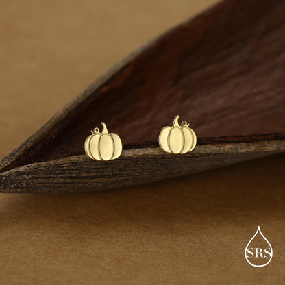 Sterling Silver Pumpkin 18G Screw Back Stud Earring with Ball Backs