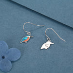 Sterling Silver Kingfisher Enamel Drop Earrings