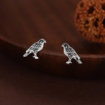 Sterling Silver Falcon Bird Stud Earrings