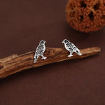 Sterling Silver Falcon Bird Stud Earrings
