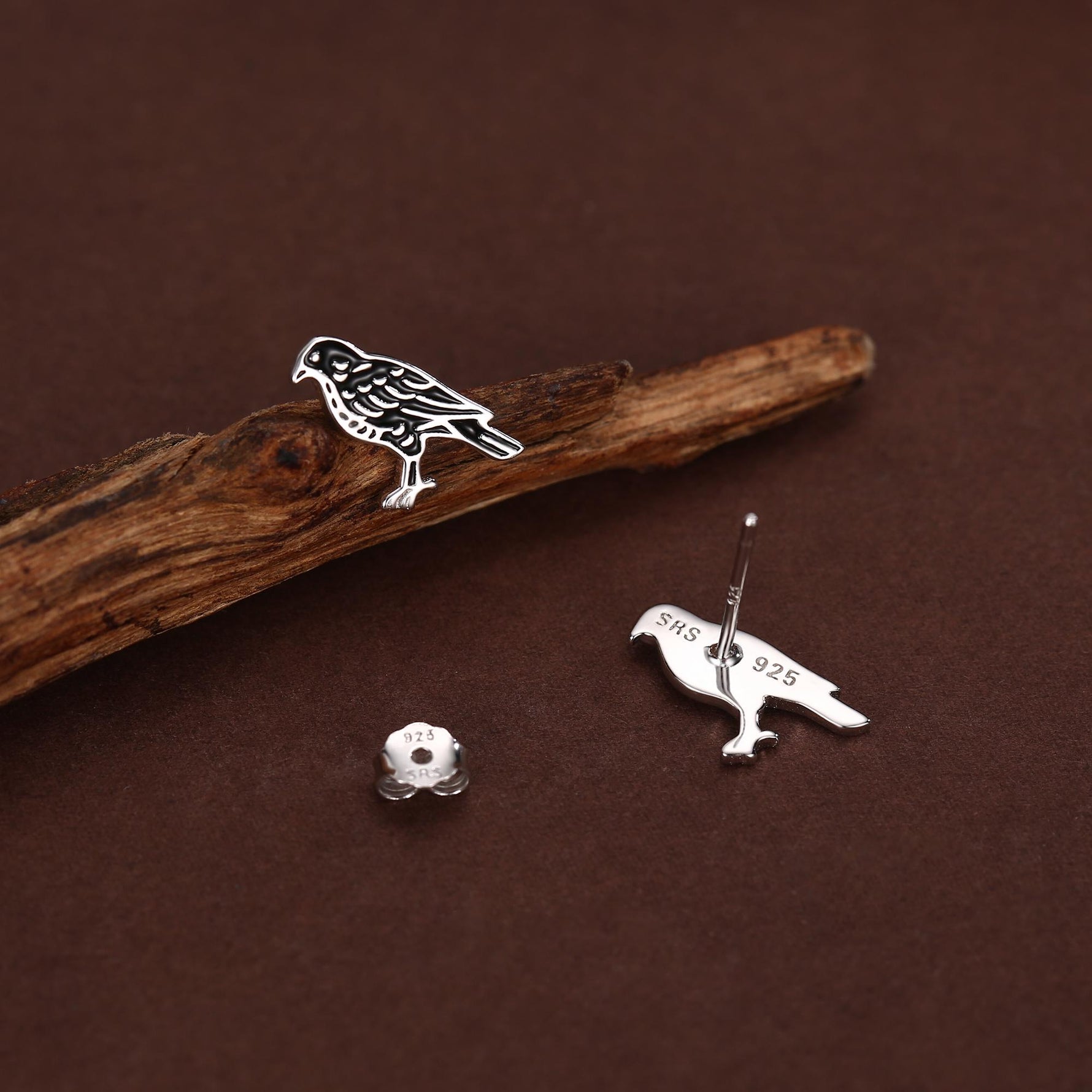 Sterling Silver Falcon Bird Stud Earrings
