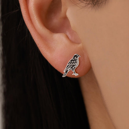 Sterling Silver Falcon Bird Stud Earrings