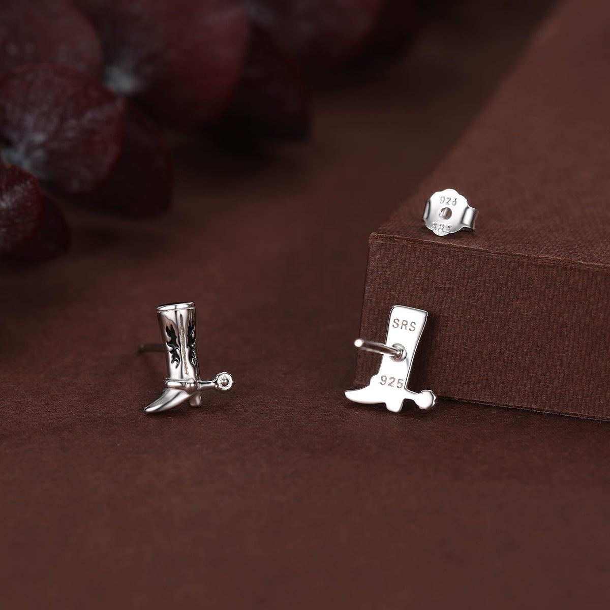 Sterling Silver Cowboy Boot Stud Earrings