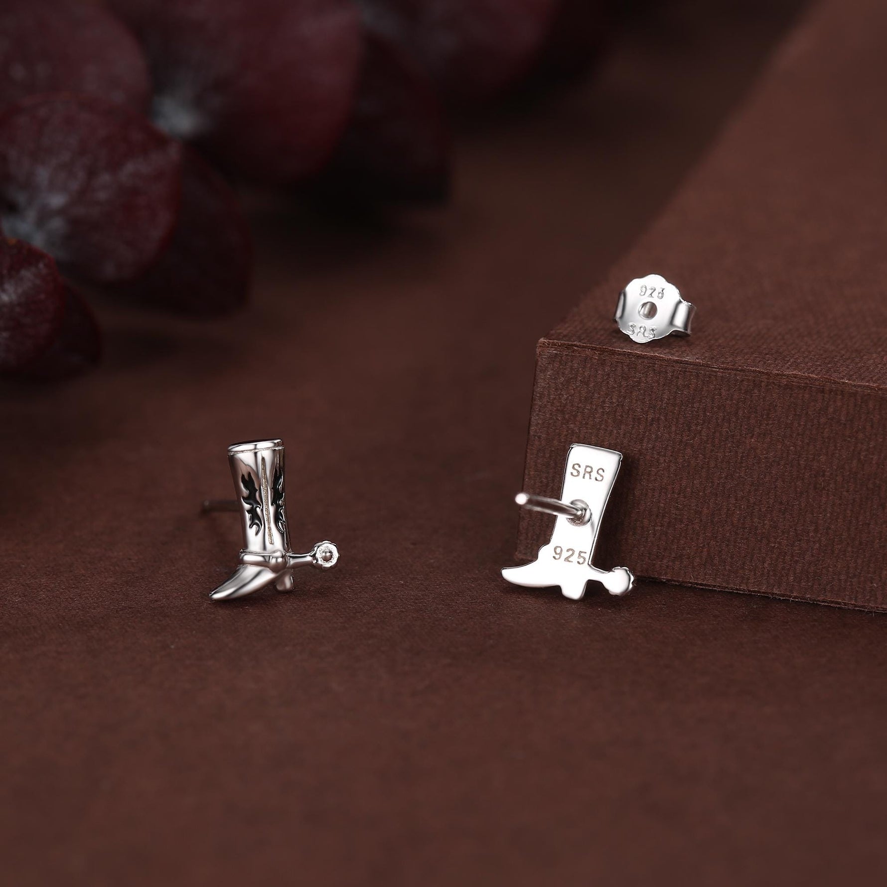 Sterling Silver Cowboy Boot Stud Earrings