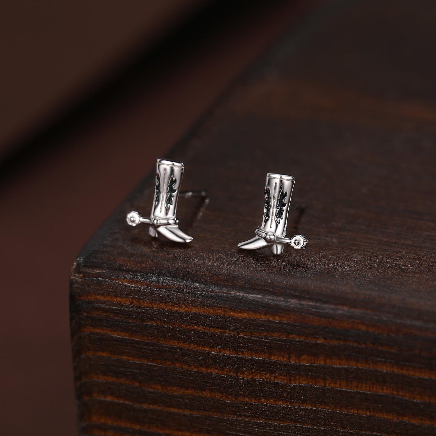 Sterling Silver Cowboy Boot Stud Earrings
