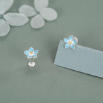 Sterling Silver Forget-Me-Not Flower 16G Flat Back Stud Earring