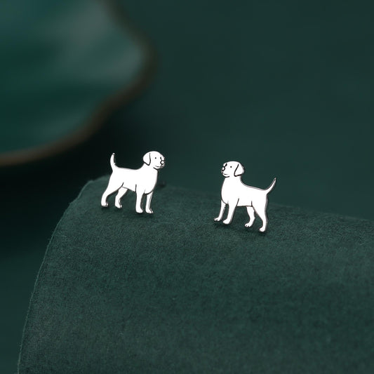 Sterling Silver Labrador / Retriever Puppy Dog Stud Earrings