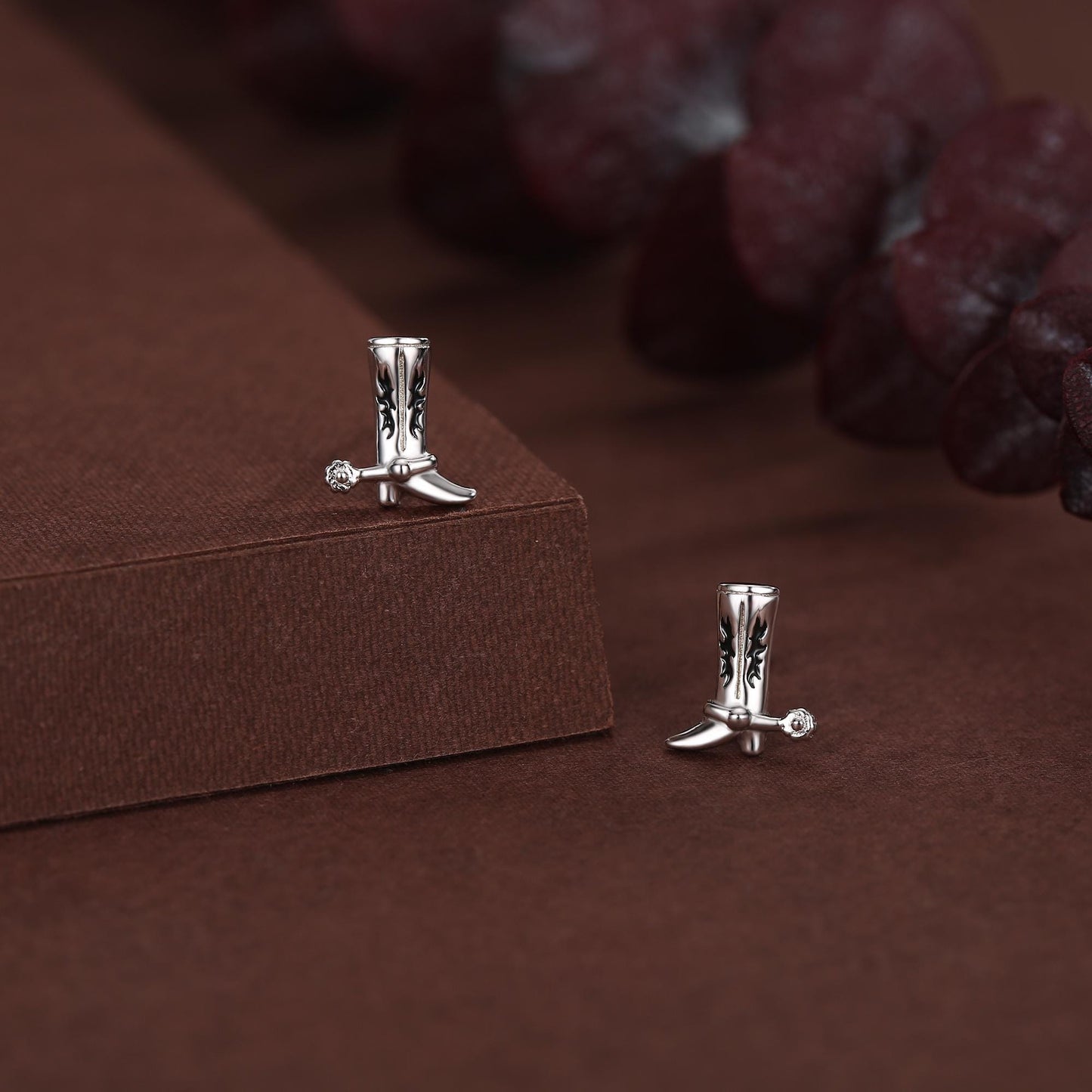 Sterling Silver Cowboy Boot Stud Earrings