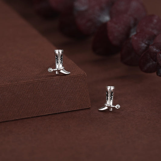 Sterling Silver Cowboy Boot Stud Earrings