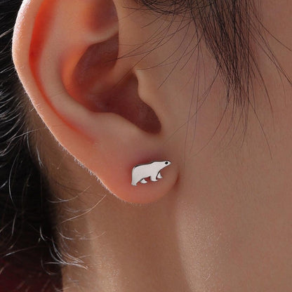 Sterling Silver Polar Bear Stud Earrings, Animal Earrings, Cute and Quirky