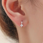 Single CZ Crystal Huggie Hoop in Sterling Silver, Silver or Gold, Minimalist Simple Hoop Earrings