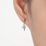 TinyBlue Opal Star Dangle Stud Earrings in Sterling Silver, Silver or Gold or Rose Gold, Aurora Star Earrings, Sunburst Earrings, Celestial
