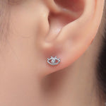Tiny Eye Stud Earrings in Sterling Silver, Silver or Gold, Evil Eye Stud, Stacking Earrings, Extra Small Stud