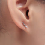 Sterling Silver Curved Bar Stud Earrings, Rose gold and Gold, Delicate and Dainty Geometric Jewellery