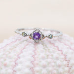 Natural Amethyst and Opal Ring in Sterling Silver, Silver or Gold, Natural purple Amethyst Ring, Vintage Inspired Design, US 5-8