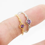 Natural Amethyst and Opal Ring in Sterling Silver, Silver or Gold, Natural purple Amethyst Ring, Vintage Inspired Design, US 5-8