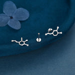 Happiness Molecules Dopamine 16G Flat Back Labret Earrings in Sterling Silver