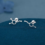 Happiness Molecules Dopamine 16G Flat Back Labret Earrings in Sterling Silver