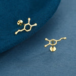 Happiness Molecules Dopamine 16G Flat Back Labret Earrings in Sterling Silver