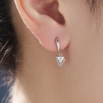 Sterling Silver Double Triangle Dangle Huggie Hoops, Double Triangle Hoop Earrings, Dainty Dangle Arrow Head Earrings, Geometric Arrowhead
