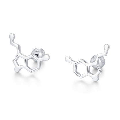 Happiness Molecules Serotonin 18G Screw Back Stud Earrings with Ball Backs