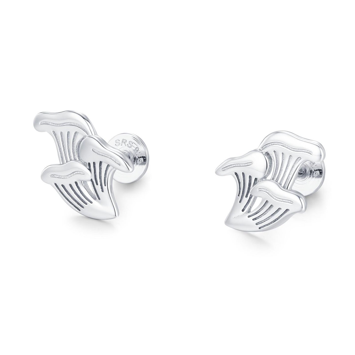 Sterling Silver Chanterelle Mushroom 16G Flat Back Labret Earrings