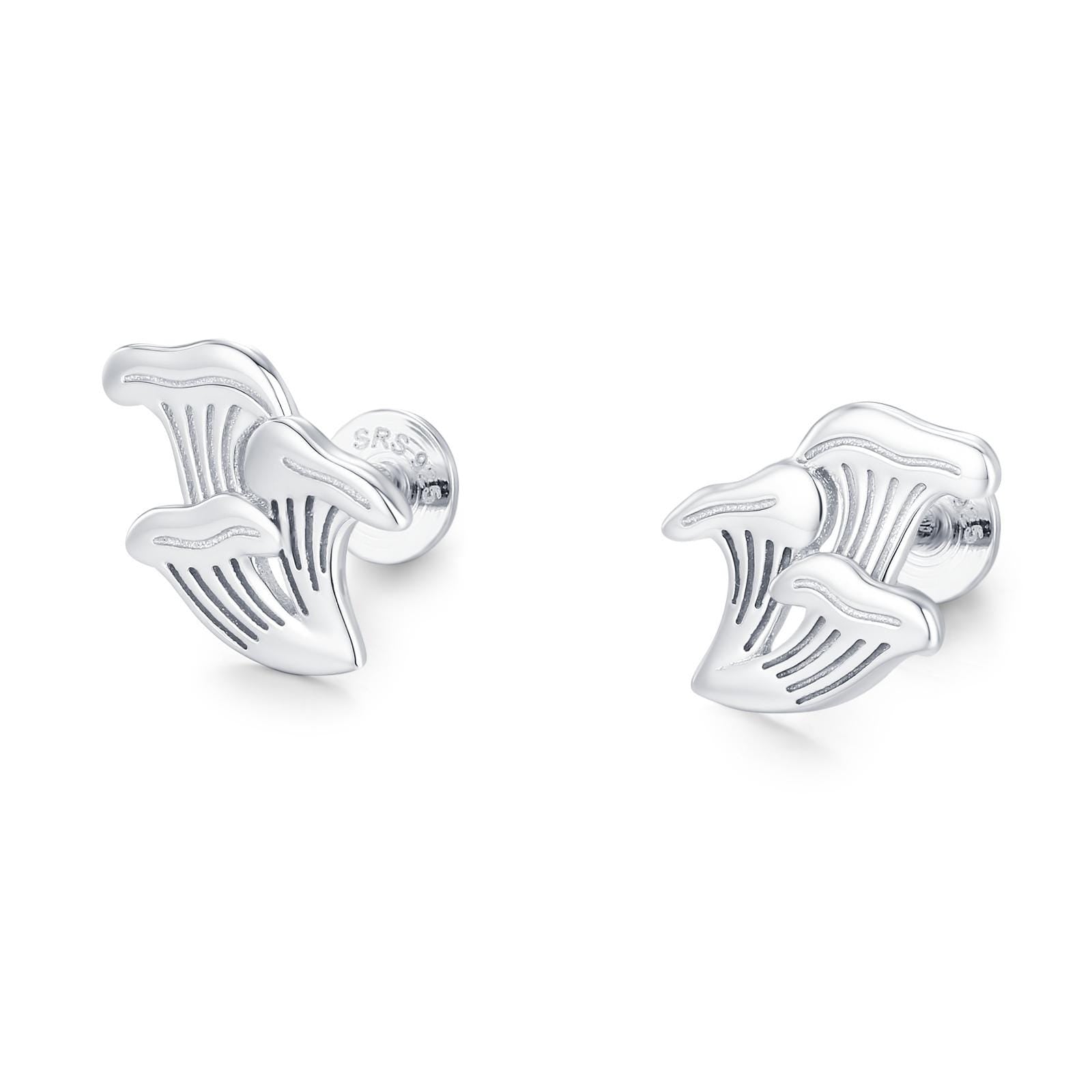 Sterling Silver Chanterelle Mushroom 16G Flat Back Labret Earrings