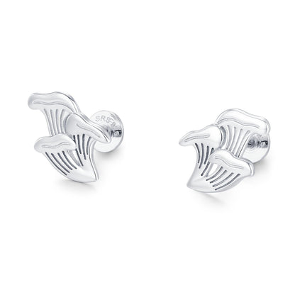 Sterling Silver Chanterelle Mushroom 16G Flat Back Labret Earrings