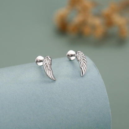 Sterling Silver Angel Wing 16G Flat Back Labret Earrings