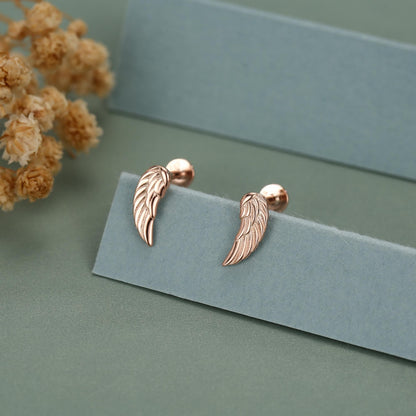 Sterling Silver Angel Wing 16G Flat Back Labret Earrings