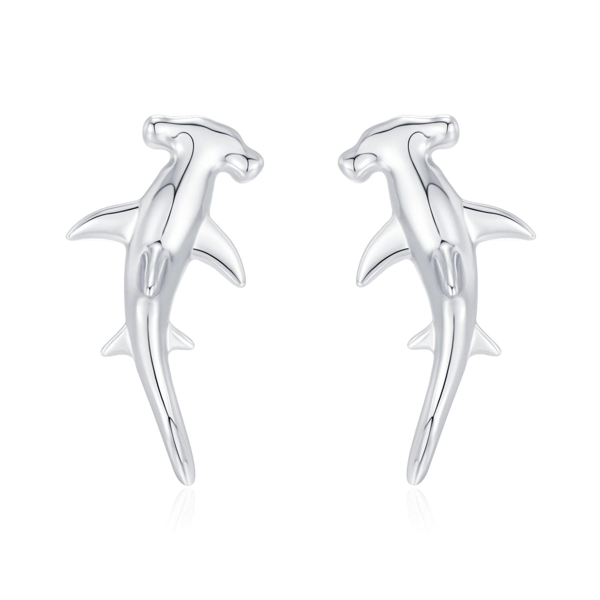 Sterling Silver Hammerhead Shark Stud Earrings