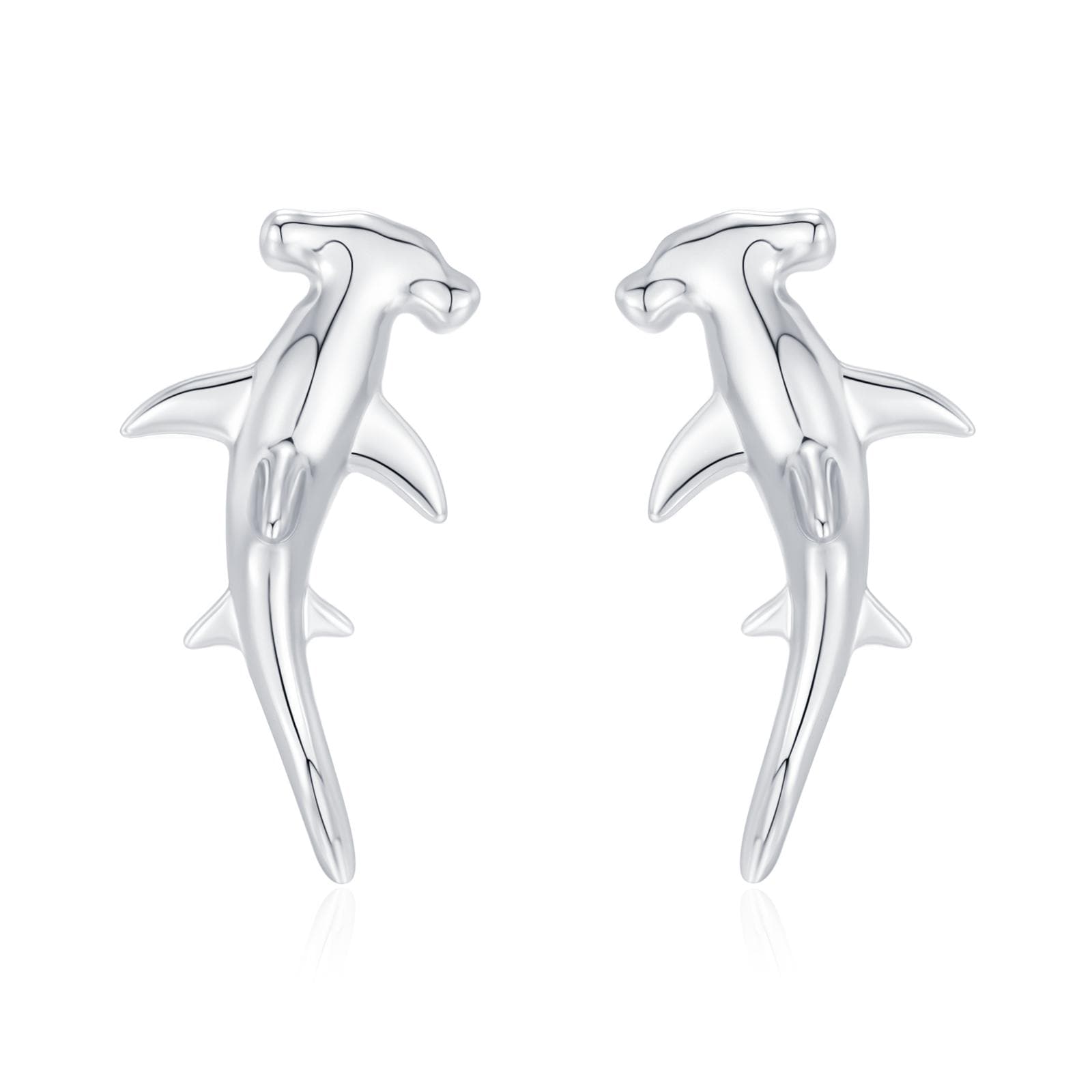 Sterling Silver Hammerhead Shark Stud Earrings