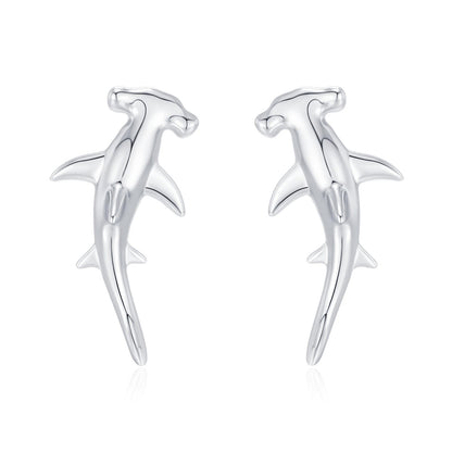 Sterling Silver Hammerhead Shark Stud Earrings