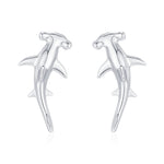 Sterling Silver Hammerhead Shark Screw Back Earrings