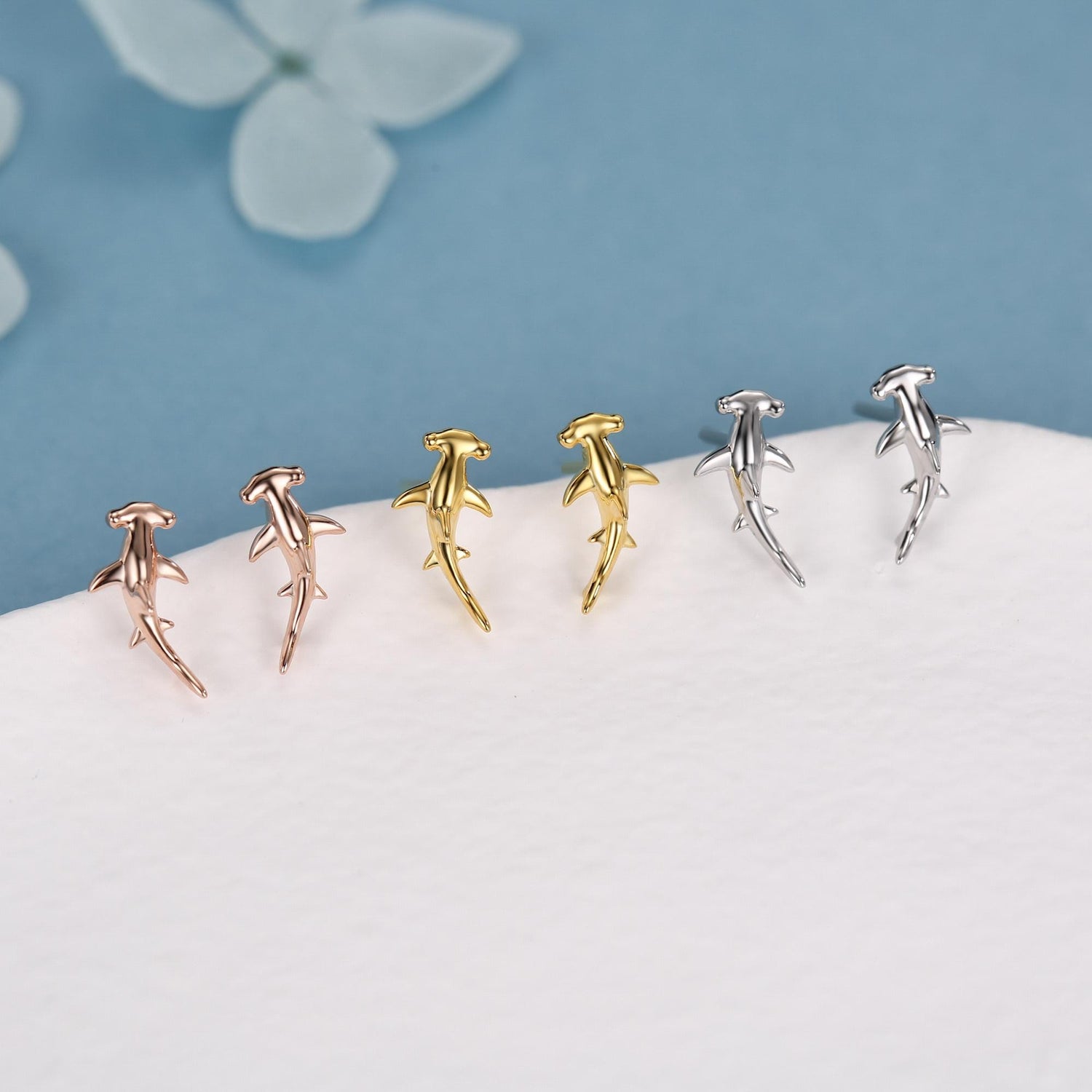 Sterling Silver Hammerhead Shark Stud Earrings