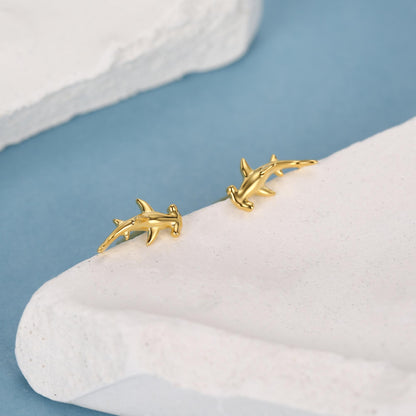 Sterling Silver Hammerhead Shark Stud Earrings