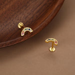 Sterling Silver Rainbow CZ 16G Flat Back Labret Earrings