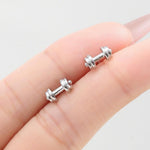 Sterling Silver Weight Lifting Dumbell Stud Earrings, Silver, Gold or Rose Gold, Fun Earrings, Exercise Lover Earrings