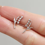 Sterling Silver Lily of the Valley 16G Flat Back Labret Earrings