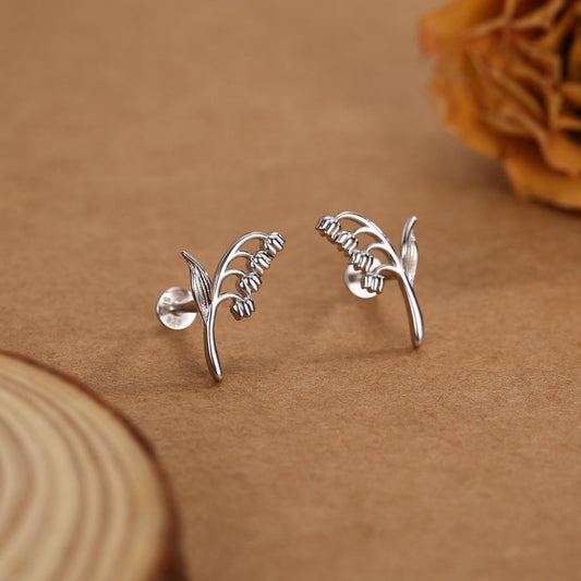 Sterling Silver Lily of the Valley 16G Flat Back Labret Earrings