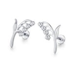 Sterling Silver Lily of the Valley 16G Flat Back Labret Earrings