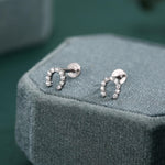 Sterling Silver CZ Horseshoe 16G Flat Back Labret Earrings