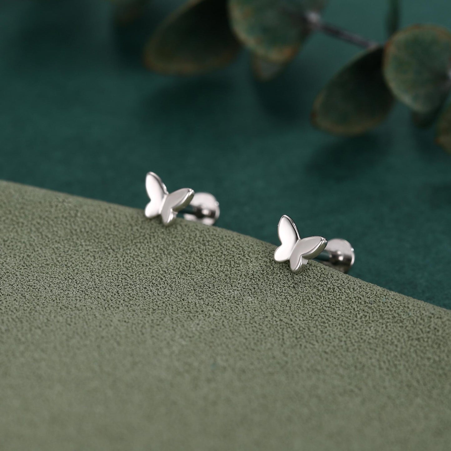 Sterling Silver Butterfly 16G Flat Back Labret Earrings