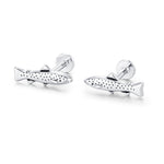 Sterling Silver Trout 16G Flat Back Labret Earrings