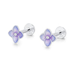 Sterling Silver Purple Hydrangea Flower 16G Flat Back Labret Earrings