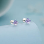 Sterling Silver Purple Hydrangea Flower 16G Flat Back Labret Earrings