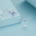 Sterling Silver Purple Hydrangea Flower 16G Flat Back Labret Earrings
