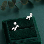 Sterling Silver Giraffe 18G Screw Back Stud Earrings with Ball Backs