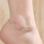 Sterling Silver Double Layer Anklet, Silver or Gold, Two Layer Anklet, Silver Anklet