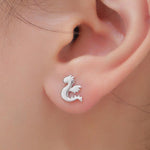Extra Small Baby Dragon Stud Earrings in Sterling Silver, Silver or Gold or Rose Gold, Sterling Silver Dragon Earrings, Small Dragon Stud